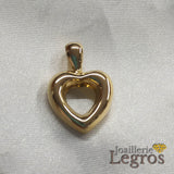 Bijou Pendentif contour de coeur demi volume en or jaune 18 carats joaillerie legros bijouterie