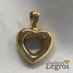 Bijou Pendentif contour de coeur demi volume en or jaune 18 carats joaillerie legros bijouterie