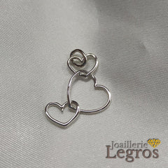 Bijou Pendentif 3 coeurs en fil d'or jaune ou blanc joaillerie legros bijouterie