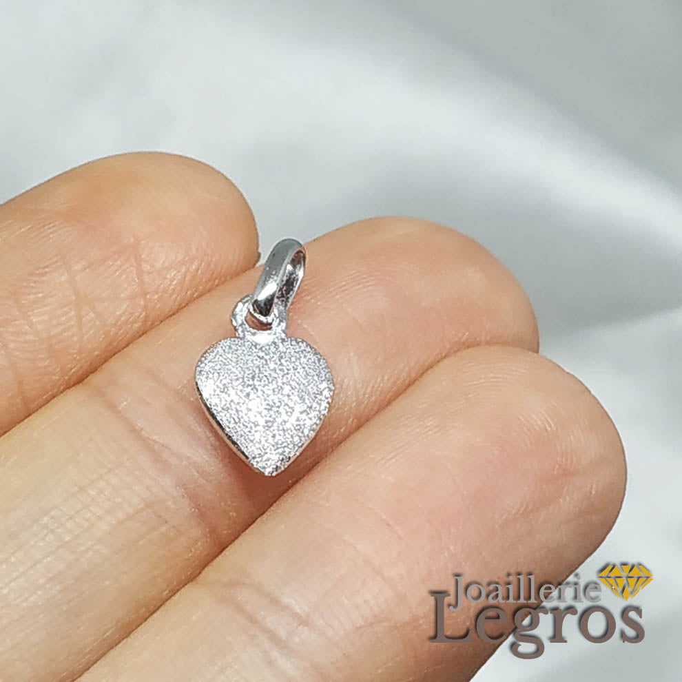 Bijou Pendentif coeur deux faces en or blanc 18 carats joaillerie legros bijouterie