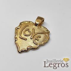 Bijou Pendentif Cœur or jaune "Love" satiné et bords fondus joaillerie legros bijouterie