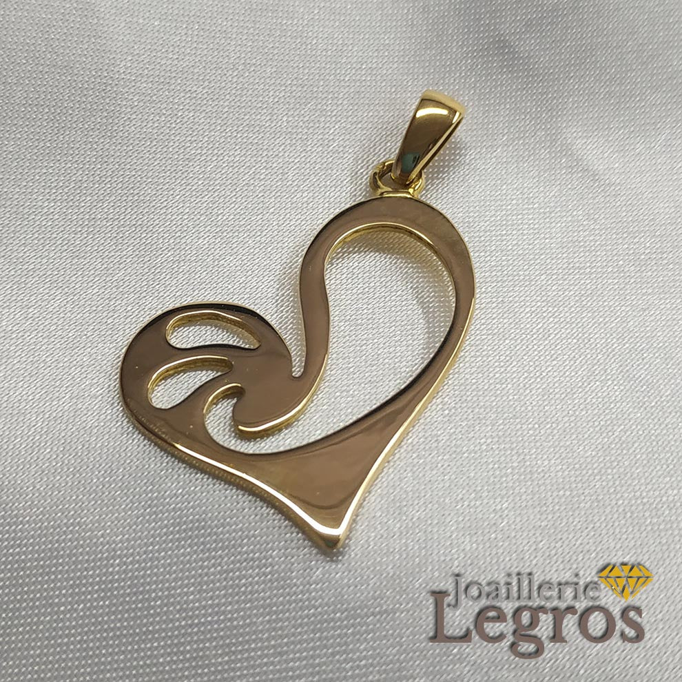 Bijou Pendentif coeur découpé en or jaune 18 carats joaillerie legros bijouterie