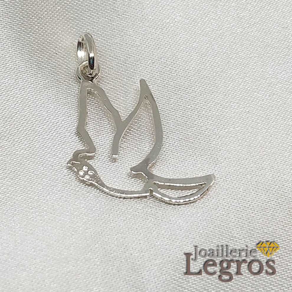 Bijou Pendentif Colombe découpée géométrique en argent 925 joaillerie legros bijouterie