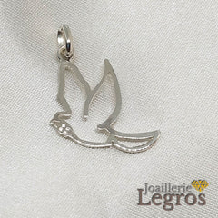 Bijou Pendentif Colombe découpée géométrique en argent 925 joaillerie legros bijouterie