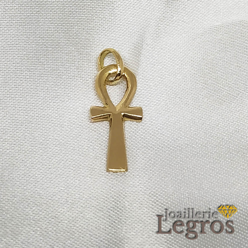 Bijou Pendentif petite croix de vie or jaune 18 carats joaillerie legros bijouterie