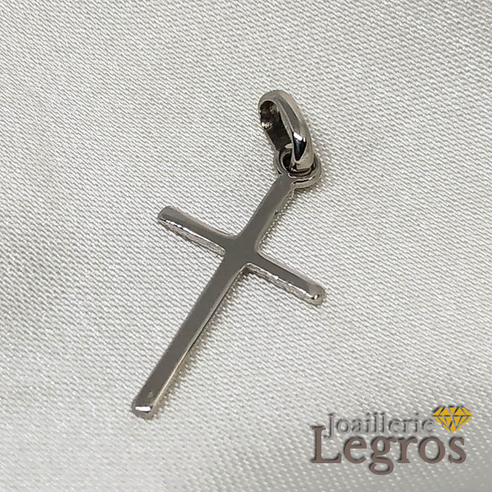Bijou Pendentif croix or blanc 18 carats joaillerie legros bijouterie
