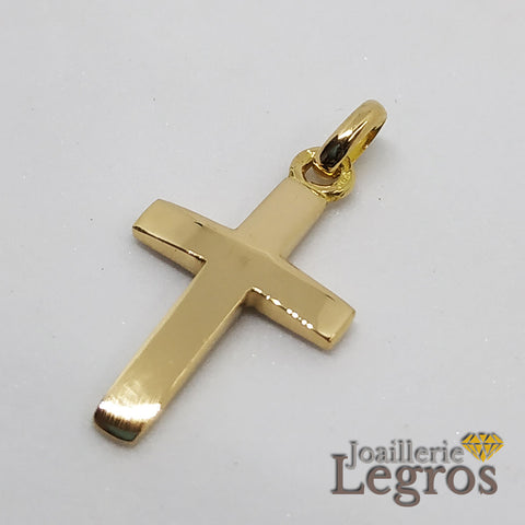 Bijou Pendentif croix demi bombée or jaune 18 carats joaillerie legros bijouterie