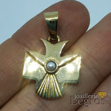 Bijou Pendentif croix protestante Huguenote or jaune 18 carats joaillerie legros bijouterie