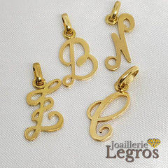 Bijou Pendentif lettre initiale en or jaune 18 carats joaillerie legros bijouterie