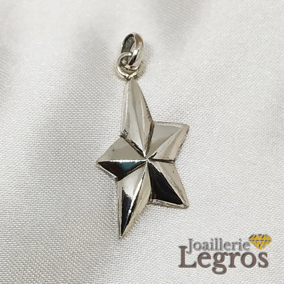 Bijou Pendentif Etoile 3D en argent 925 joaillerie legros bijouterie