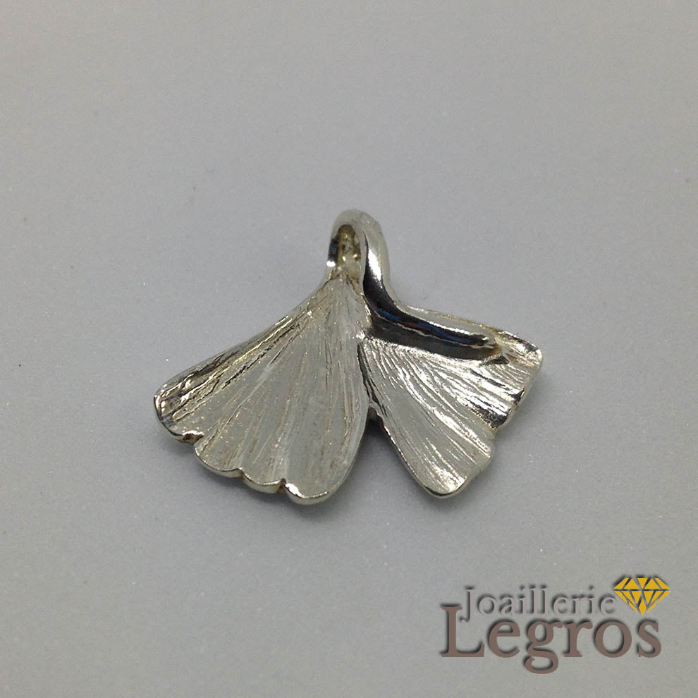 Bijou Pendentif feuille de ginkgo biloba en argent 925 joaillerie legros bijouterie