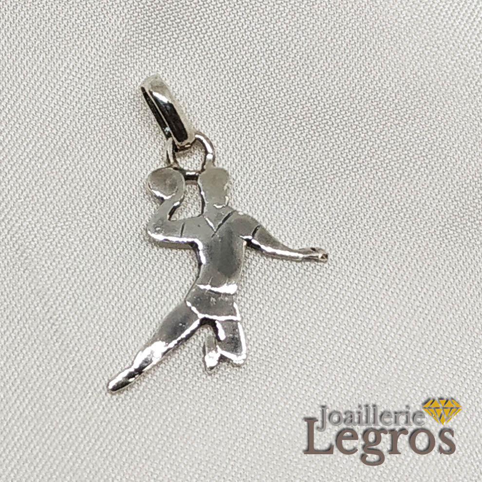 Bijou Pendentif Handball Joueur Handballeur en argent 925 joaillerie legros bijouterie
