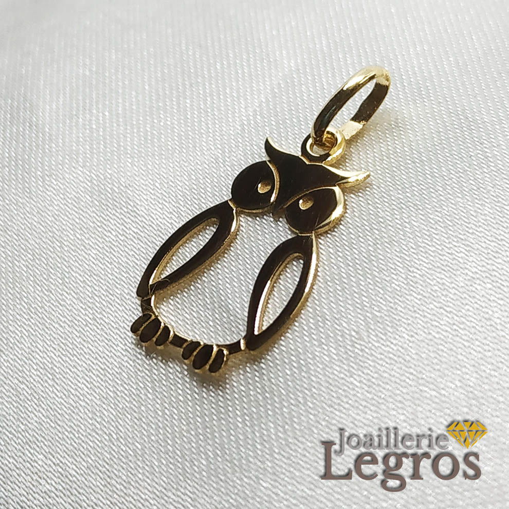 Bijou Pendentif hibou en or jaune 18 carats joaillerie legros bijouterie