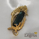 Bijou Pendentif Hippocampe or jaune 18 carats et tourmaline bleue indigolite joaillerie legros bijouterie