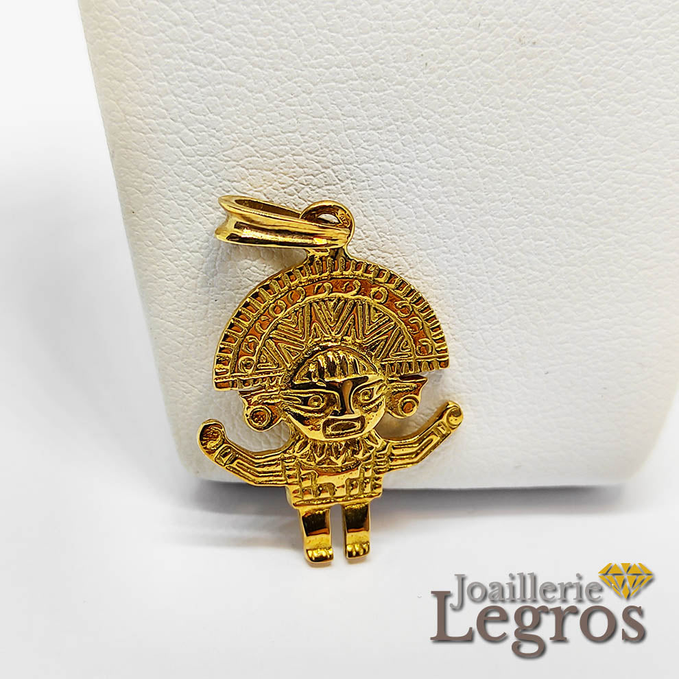 Bijou Pendentif Inca Dieu soleil en or jaune 18 carats joaillerie legros bijouterie