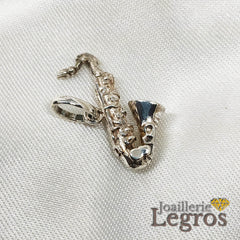 Bijou Pendentif Saxophone 3D en argent 925 joaillerie legros bijouterie