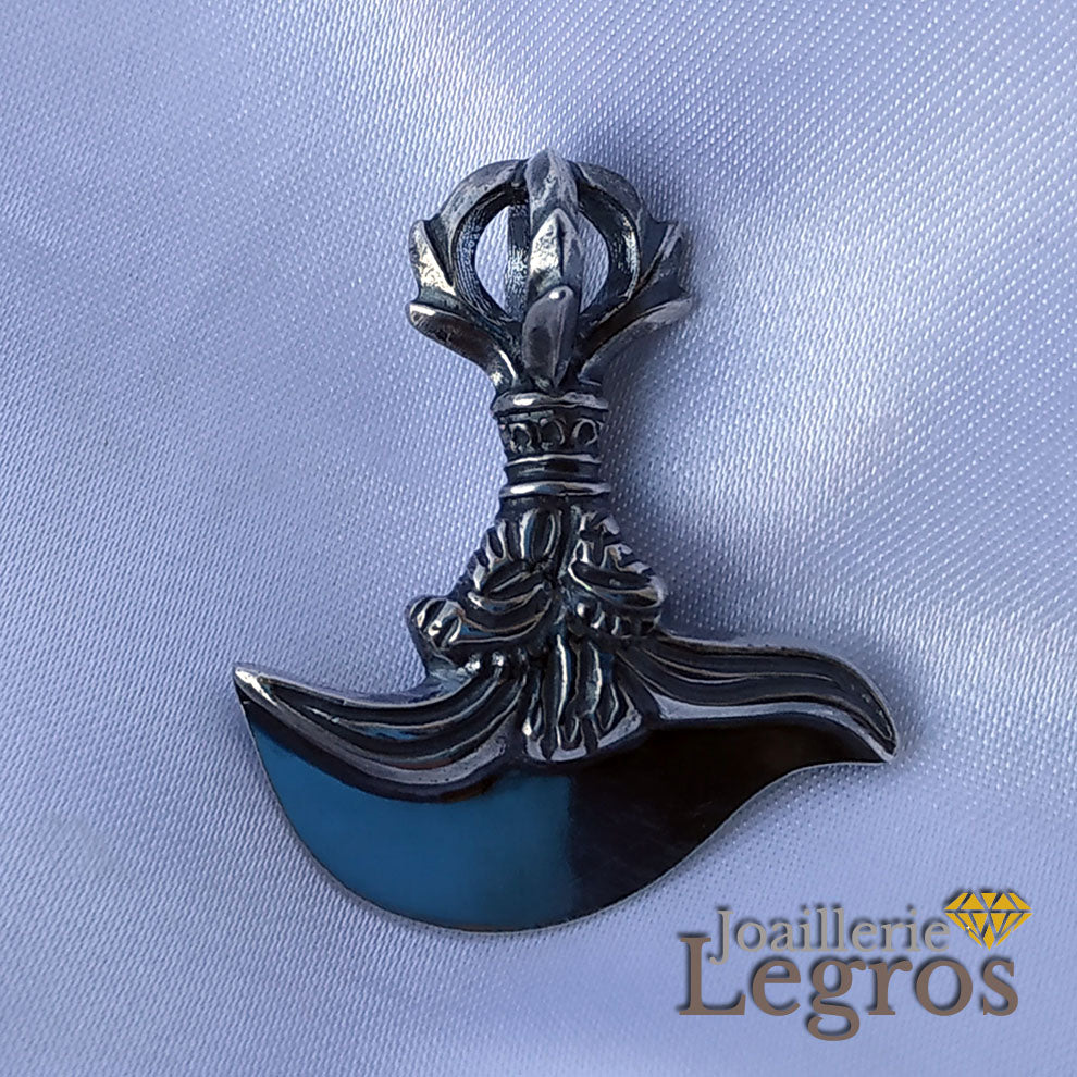 Bijou Pendentif Kartrika ou Kartika couperet tibétain en argent 925 joaillerie legros bijouterie