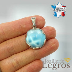 Bijou Pendentif Larimar cabochon en argent 925 joaillerie legros bijouterie
