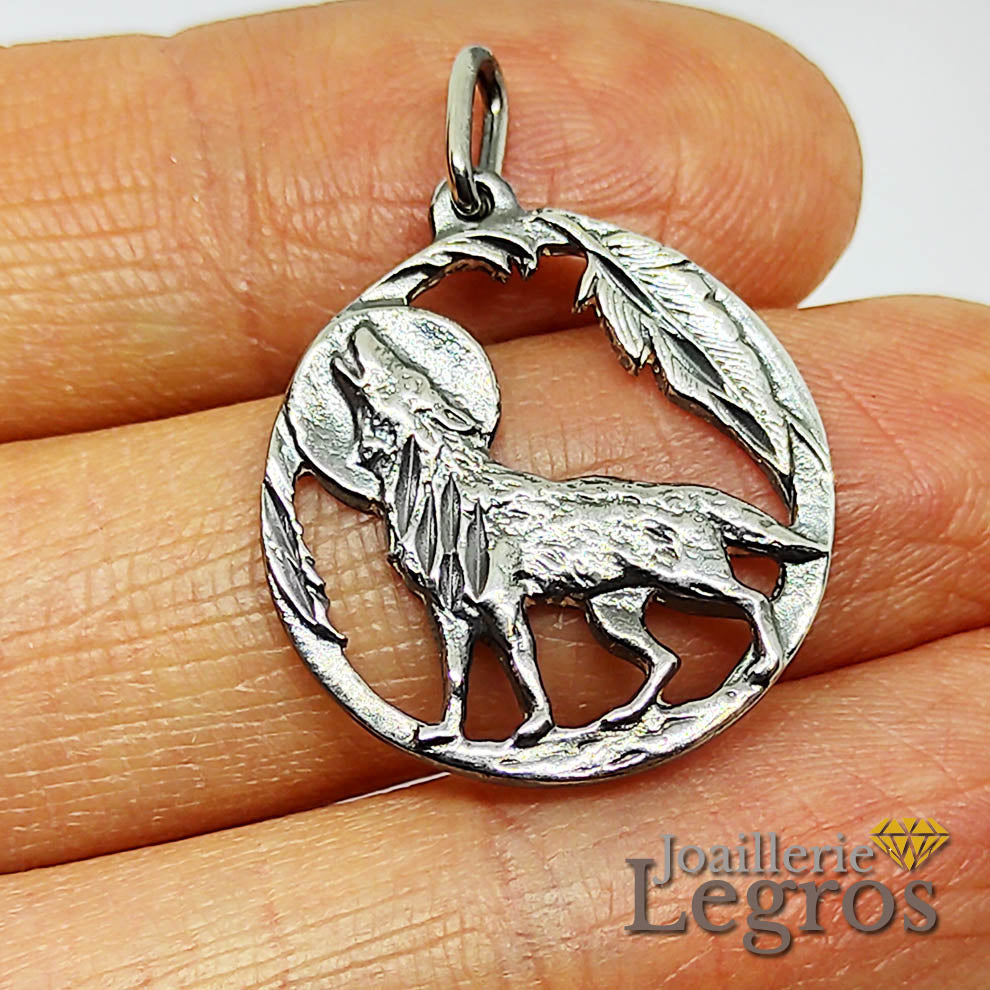 Pendentif Loup Argent Homme Pendentif Loup Sous La Lune Médaille