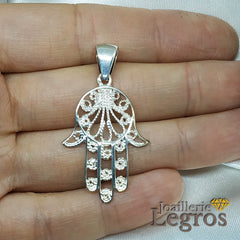 Bijou Pendentif main de fatma en argent 925 Grand Modèle joaillerie legros bijouterie