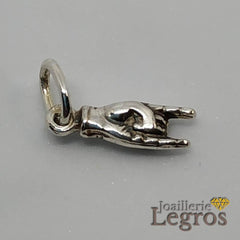 Bijou Pendentif main signe des cornes en argent joaillerie legros bijouterie
