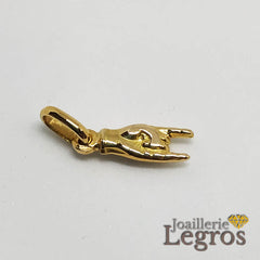 Bijou Pendentif main signe des cornes en or jaune 18 carats joaillerie legros bijouterie