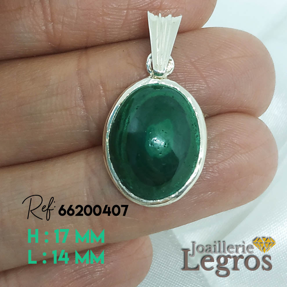 Bijou Pendentif Malachite Cabochon en Argent 925 joaillerie legros bijouterie