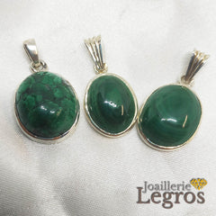 Bijou Pendentif Malachite Cabochon en Argent 925 joaillerie legros bijouterie