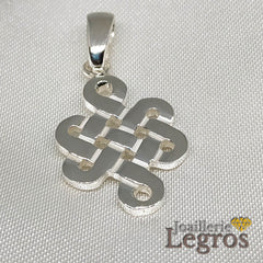 Bijou Pendentif Noeud sans fin tibétain en argent 925 joaillerie legros bijouterie