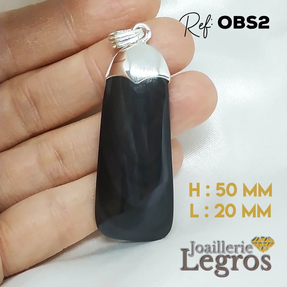 Bijou Pendentif Obsidienne Oeil Celeste Argentée Manta Huichol en Argent 925 joaillerie legros bijouterie