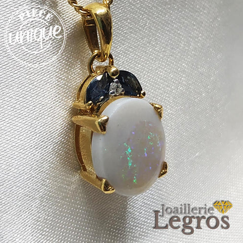 Bijou Opale Pendentif en or jaune 18 carats saphirs et diamants joaillerie legros bijouterie