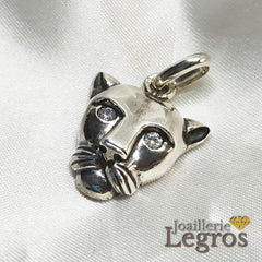 Bijou Pendentif félin oxydes dans les yeux en argent 925 joaillerie legros bijouterie