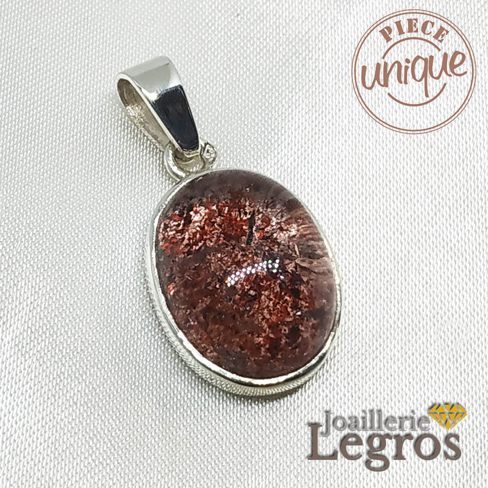 Bijou Pendentif Quartz à inclusions de Lépidocrocite de Madagascar - Argent 925 joaillerie legros bijouterie