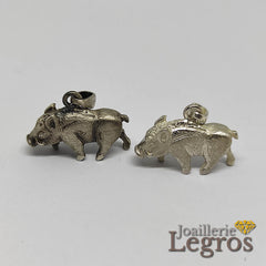 Bijou Pendentif sanglier en volume en argent 925 joaillerie legros bijouterie