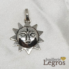 Bijou Pendentif Soleil et son visage en argent 925 joaillerie legros bijouterie