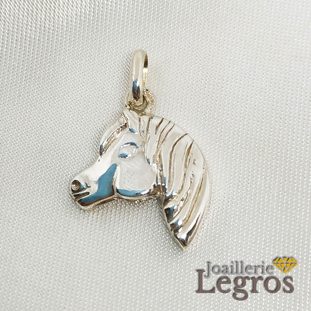 Bijou Pendentif tête de poney en argent 925 joaillerie legros bijouterie