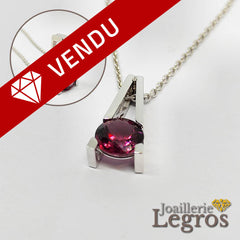 Bijou Pendentif tourmaline rose en or gris 18 carats joaillerie legros bijouterie