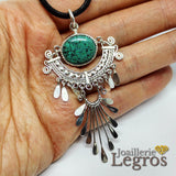 Bijou Pendentif Esprit Inca avec turquoise ovale en argent 925 joaillerie legros bijouterie