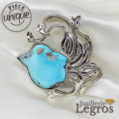 Bijou Pendentif turquoise des USA "Bébé Paon" en argent 925 joaillerie legros bijouterie