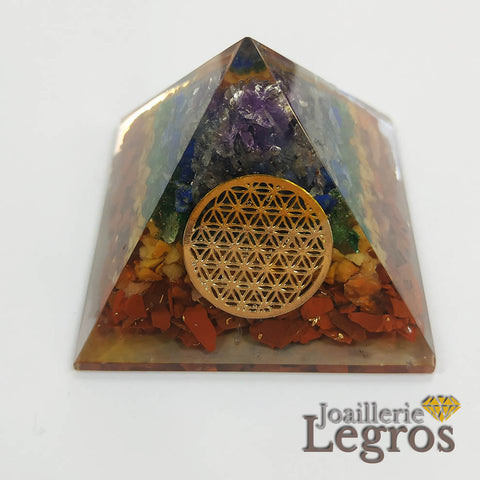 Bijou Pyramide orgonite des 7 chakras fleur de vie joaillerie legros bijouterie