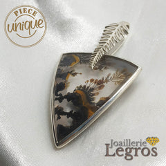 Bijou Quartz à inclusions de dendrites pendentif en argent 925 joaillerie legros bijouterie