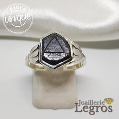 Bijou Bague Saphir bleu Brut en argent 925 joaillerie legros bijouterie