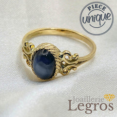 Bijou Bague or Jaune 18 ct et sa pierre Saphir étoilé joaillerie legros bijouterie